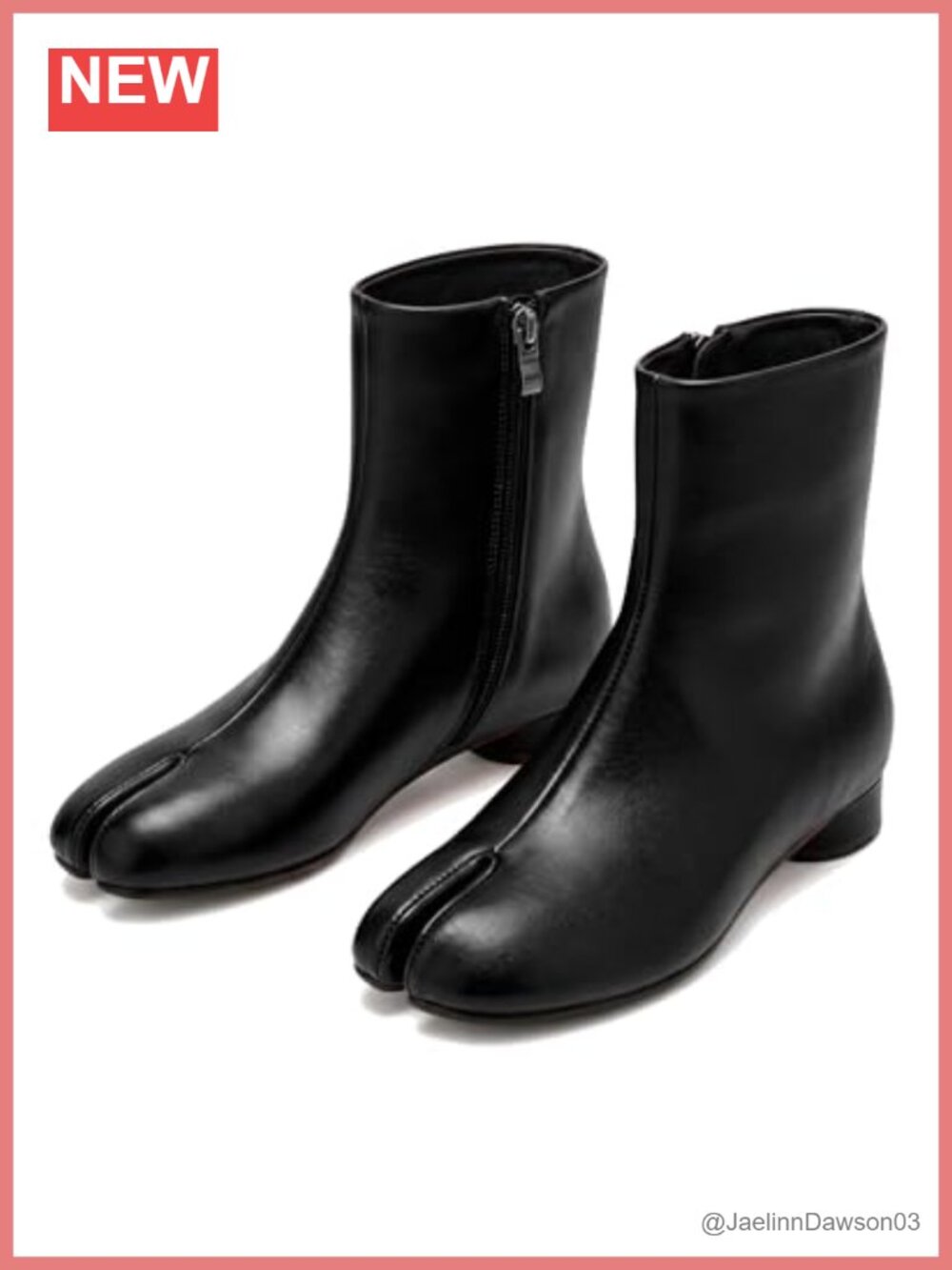 Faux Leather Split Toe Ankle Boots Low Heel Side Zip Block Heel Office Casual